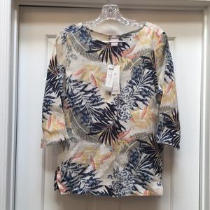 Chico’s no iron linen top. Size 1.  (8-10) NWT
